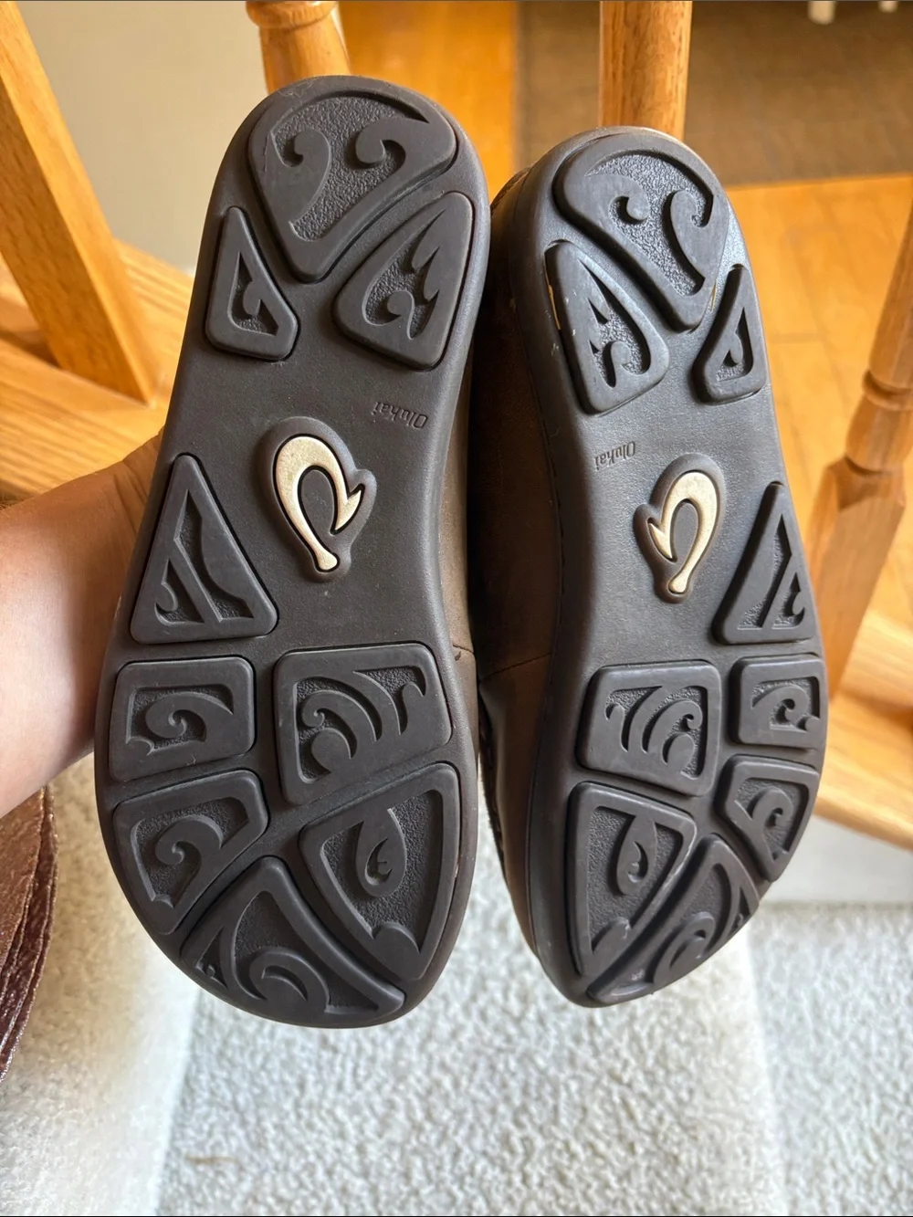 OluKai Boy’s Brown Leather Slip-On Loafers